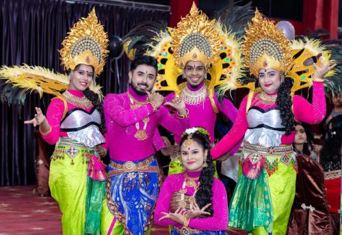 A group of dancers with their unique costumes.