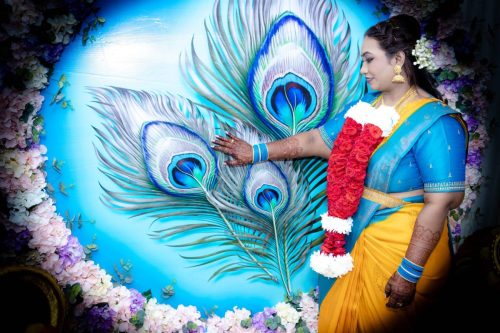 Indian Lady celebrating her engagement Ceremony.